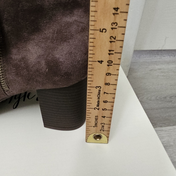 Style & Co Women Block Heel Ankle Booties Idee Size US 9.5M Brown Faux Suede - Picture 9 of 11